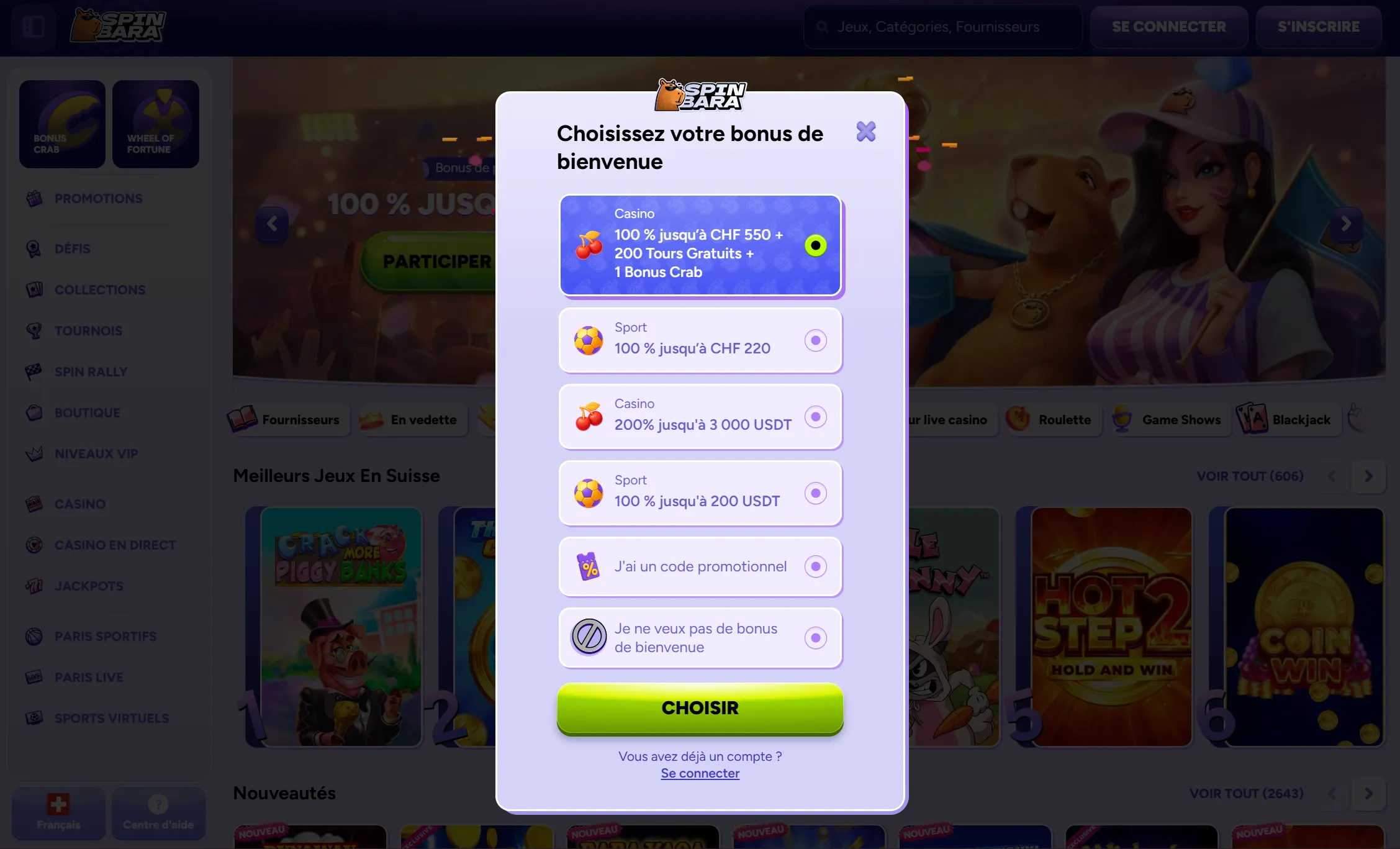 Bonus dans les nouveaux casinos en ligne Suisse 2026